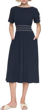 DKNY Commuter Solid Short Sleeve Dress