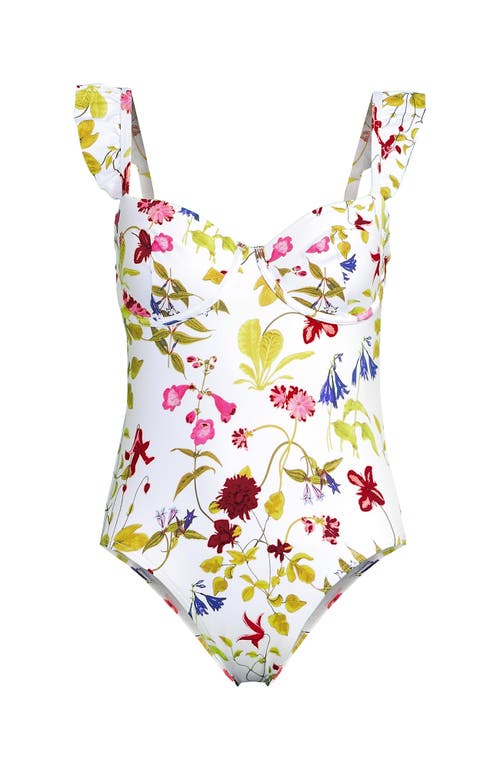 LANDS' END LANDS' END BALCONETTE RUFFLE HIGH LEG ONE PIECE SWIMSUIT