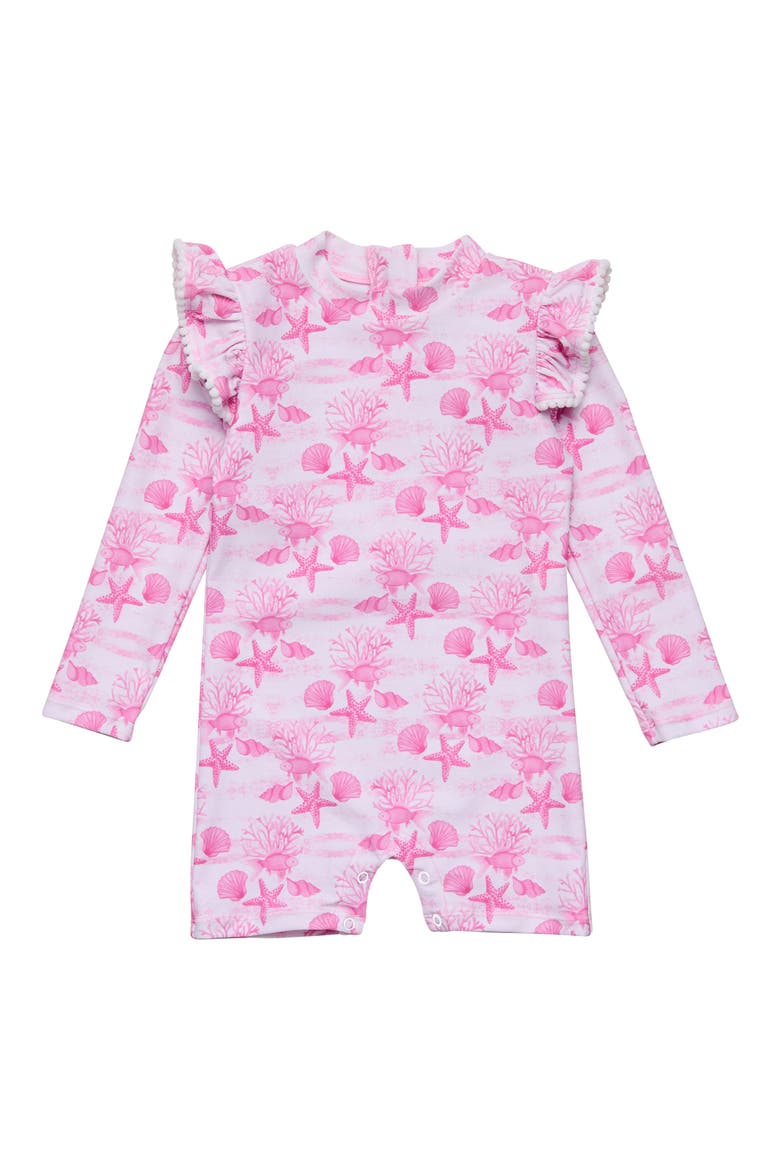 Pink Lagoon Long Sleeve UPF 50+ One-Piece Rashguard Swismuit, Main, color, PINK