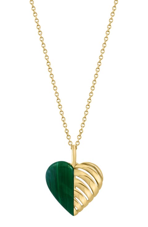 Malachite Heart Pendant Necklace
