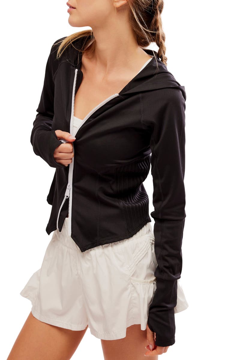 Free People FP Movement Playin' for Keeps Track Jacket, Alternate, color, Black Combo