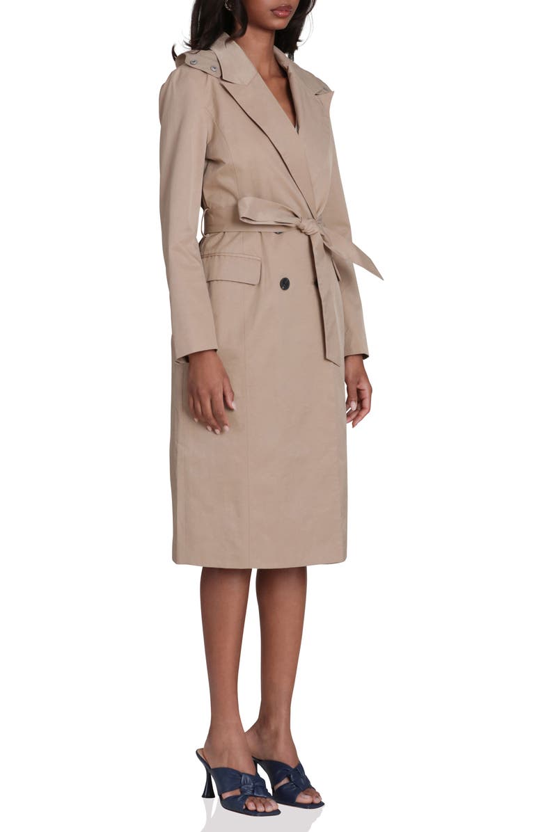 Avec Les Filles Hooded Blazer Trench Coat, Alternate, color, Khaki