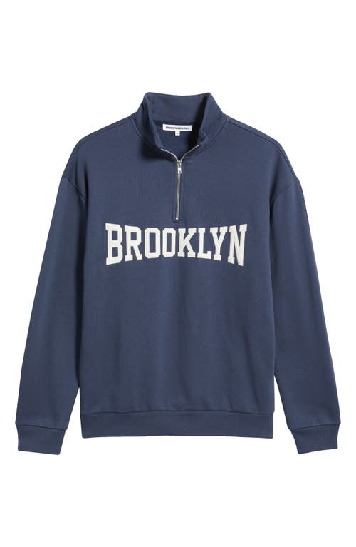 Brooklyn Industries Appliqué Half Zip Sweatshirt In Blue