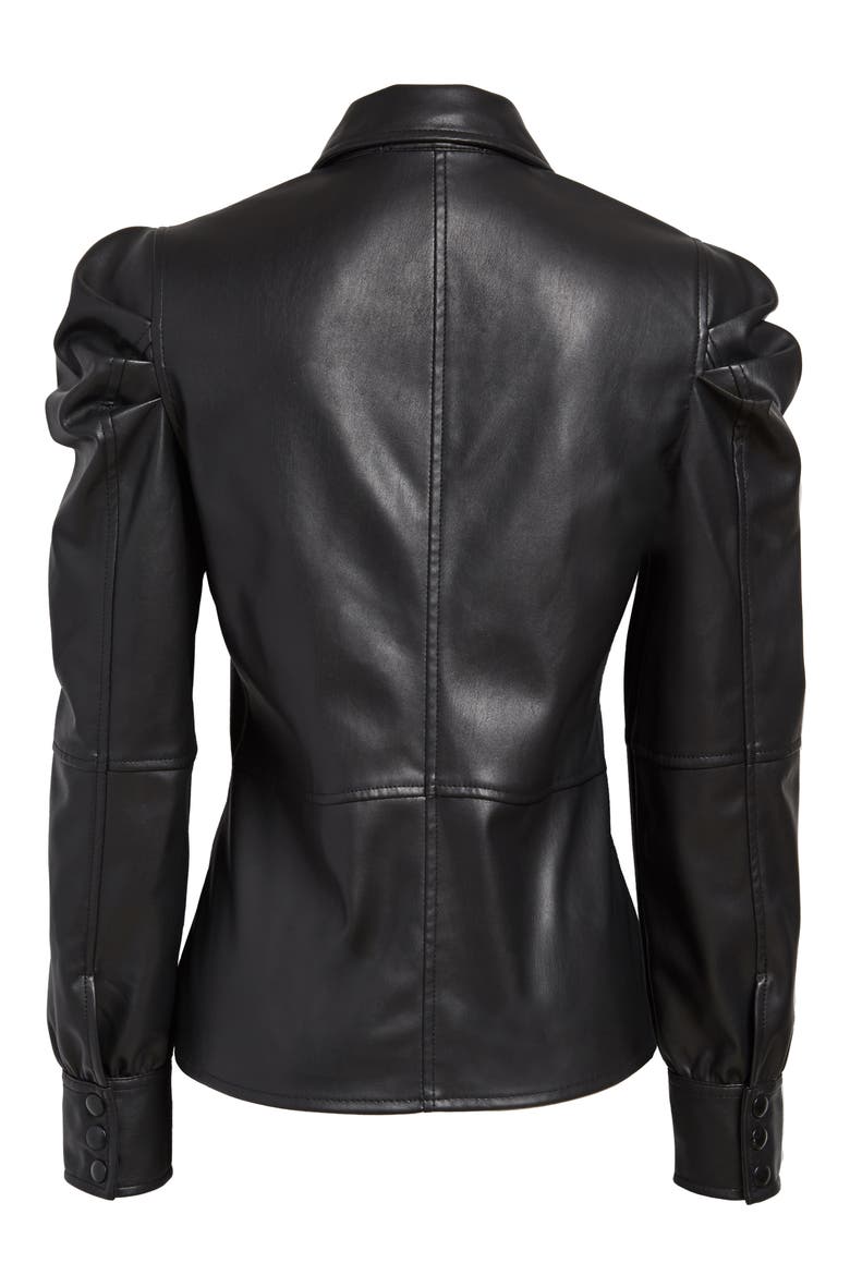 Faux Leather Puff Sleeve Shirt, Alternate, color, MOTIVATION
