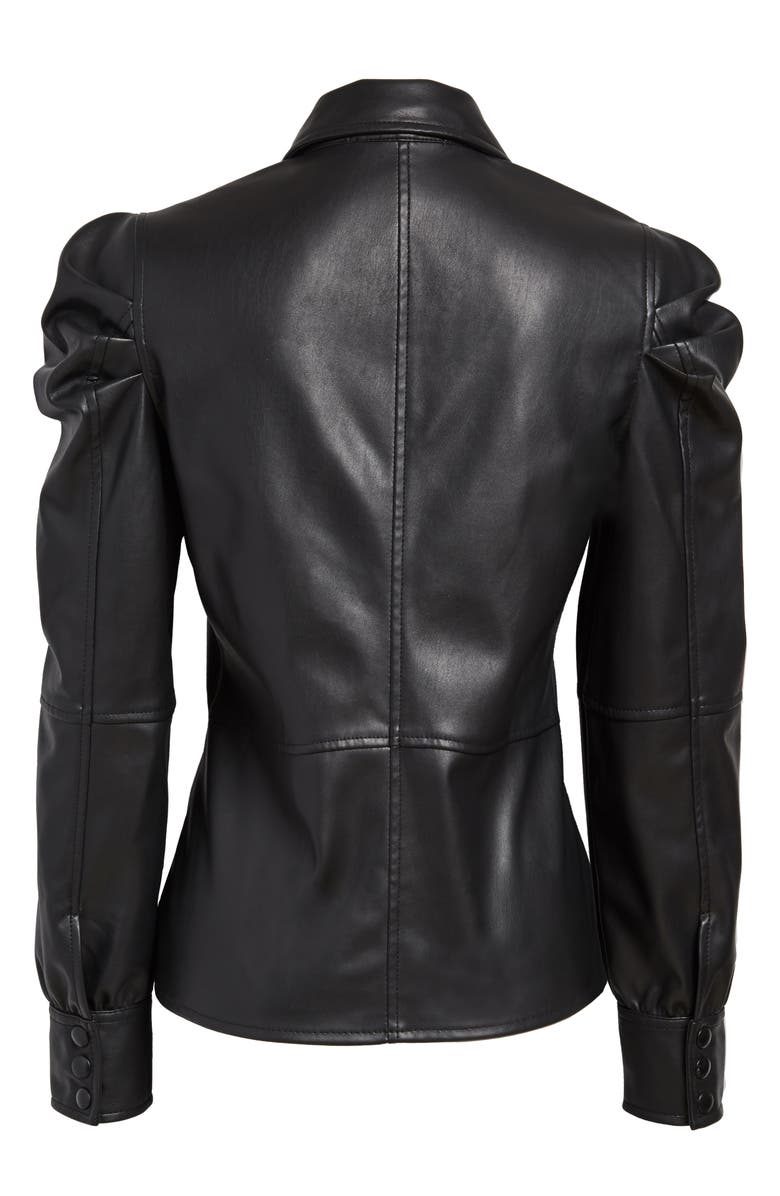 BLANKNYC Faux Leather Puff Sleeve Shirt, Alternate, color, 