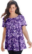 Roaman's Plus Size Ultimate Cotton Crewneck Short Sleeve Swing Tee