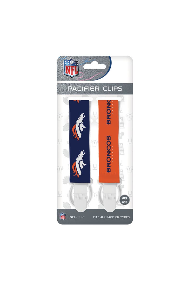 Denver Broncos Pacifier Clip 2-Pack, Alternate, color, Multicolor