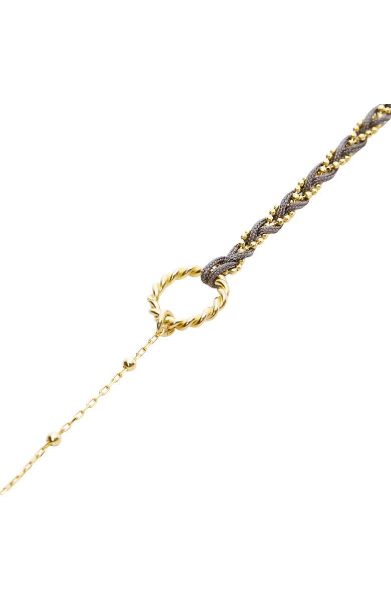 Spero London Handmade Rope Braided Sterling Silver Beaded Chain Bracelet, Main, color, Grey