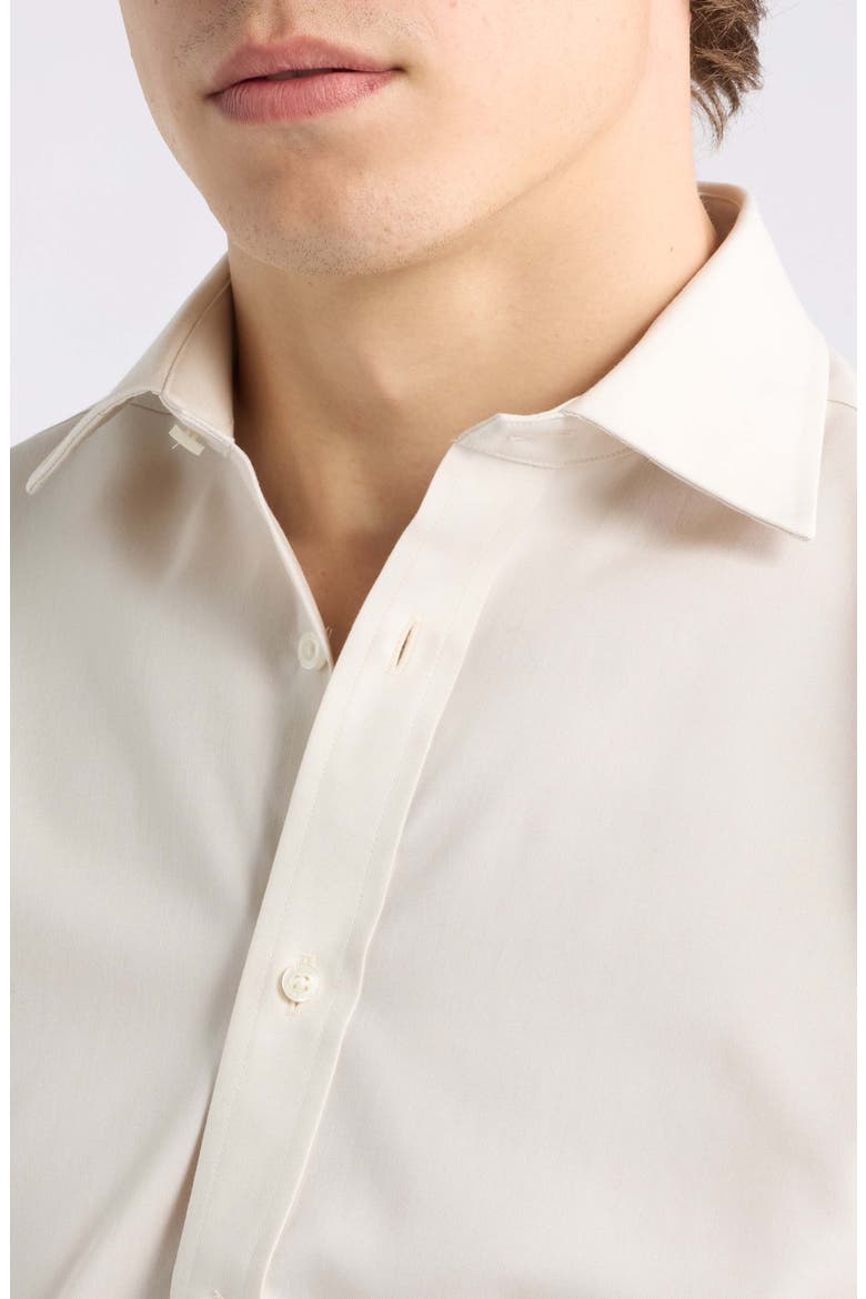 Modern Fit Solid Pima Cotton Dress Shirt, Alternate, color, STONE