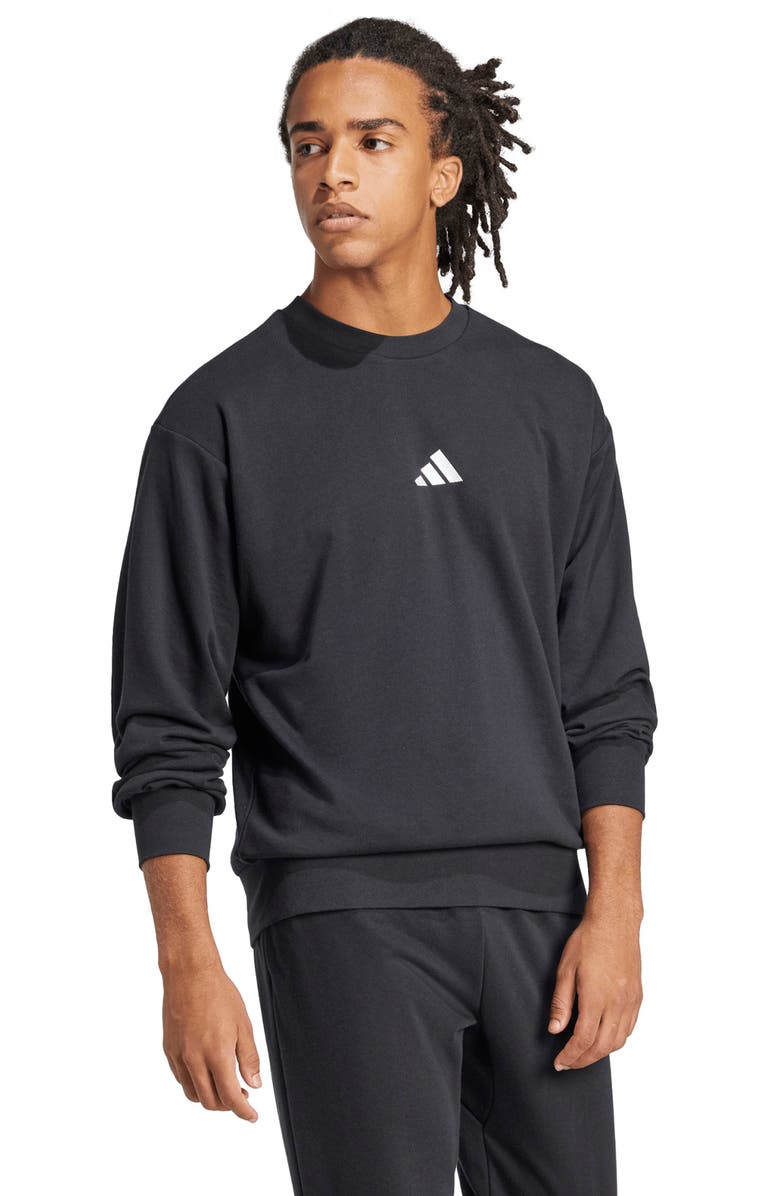 adidas Essentials French Terry Crewneck Sweatshirt, Alternate, color, Black/Whit