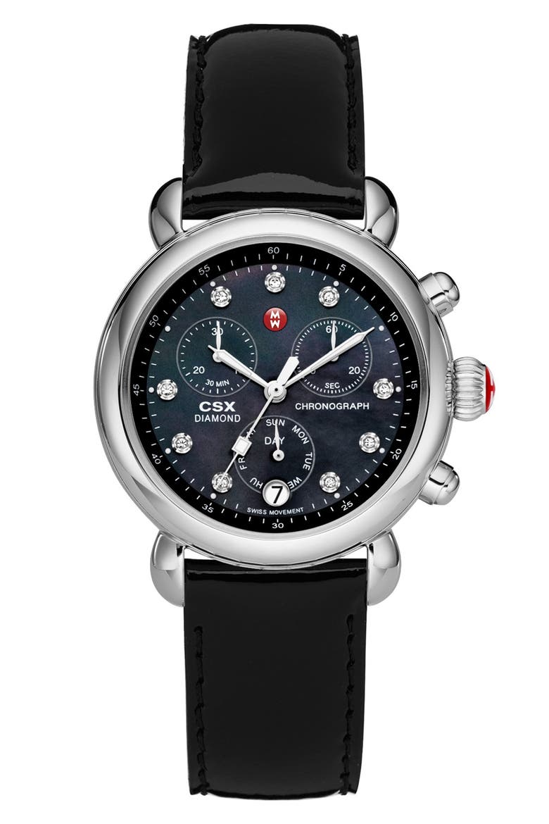 18mm Patent Leather Watch Strap, Alternate, color, BLACK