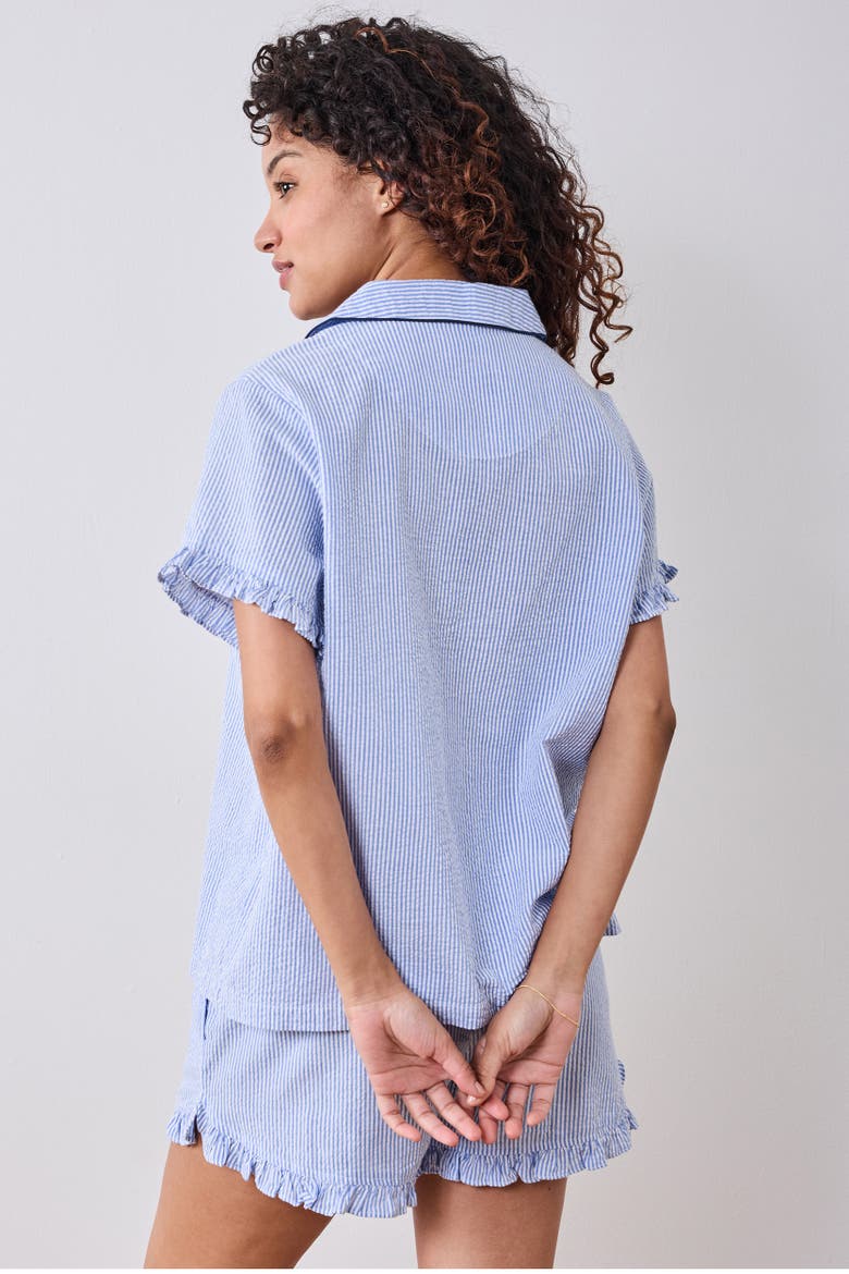 Seersucker Ruffle Short Set, Alternate, color, Sea Spray