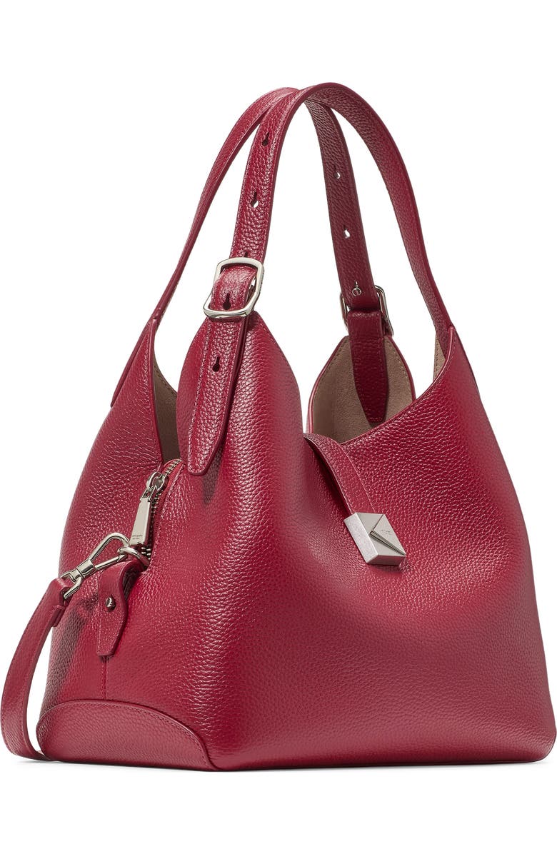 Kate Spade New York deco pebbled leather shoulder bag, Alternate, color, Red Jam