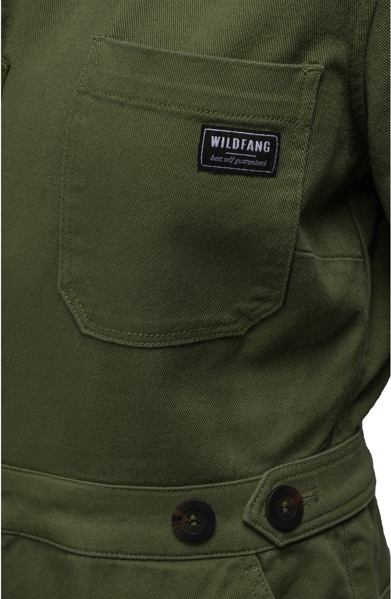 WILDFANG Essential Denim High Waisted Coverall, Alternate, color, Moss Green