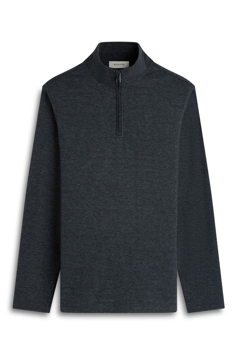 Houndstooth Patern Quarter Zip Top, Alternate, color, BLACK