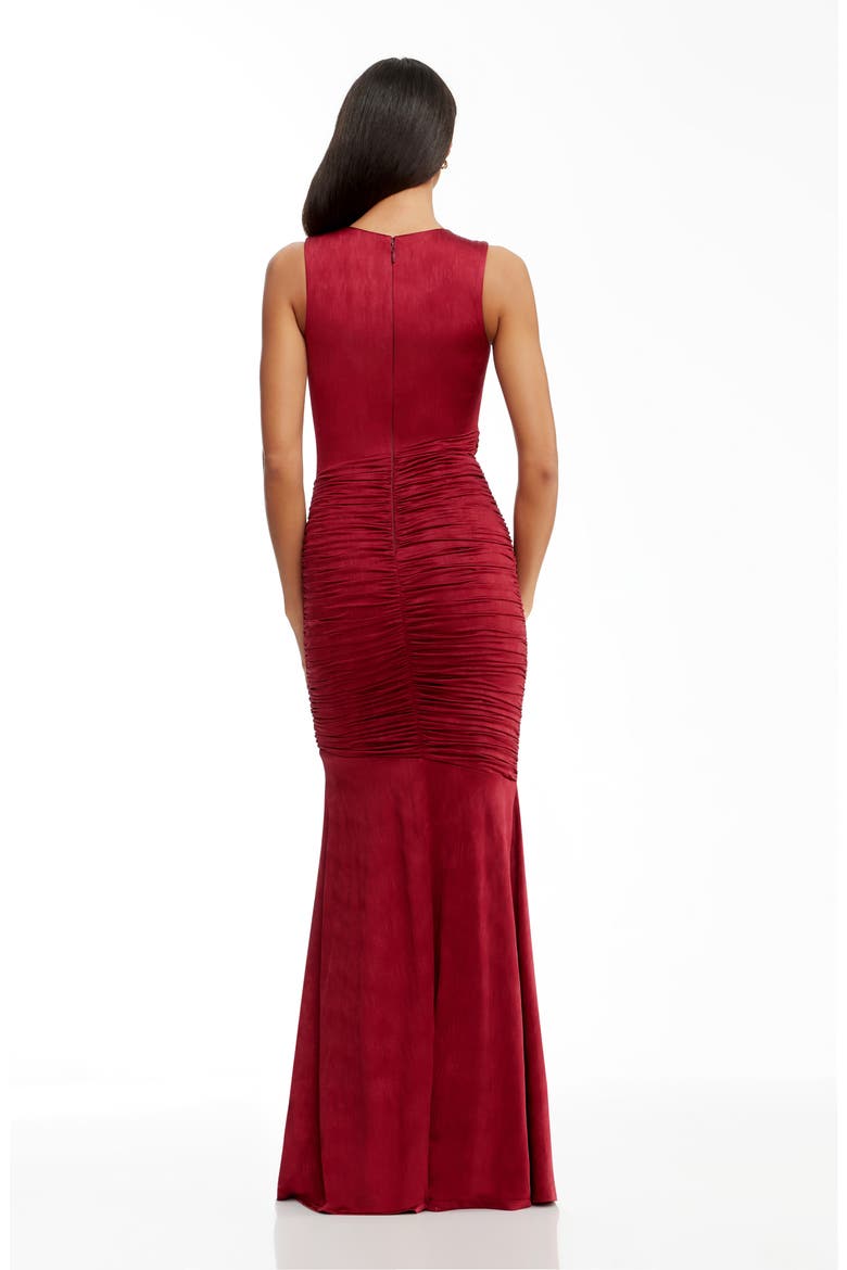 Violetta Ruched Sleeveless Gown, Alternate, color, GARNET