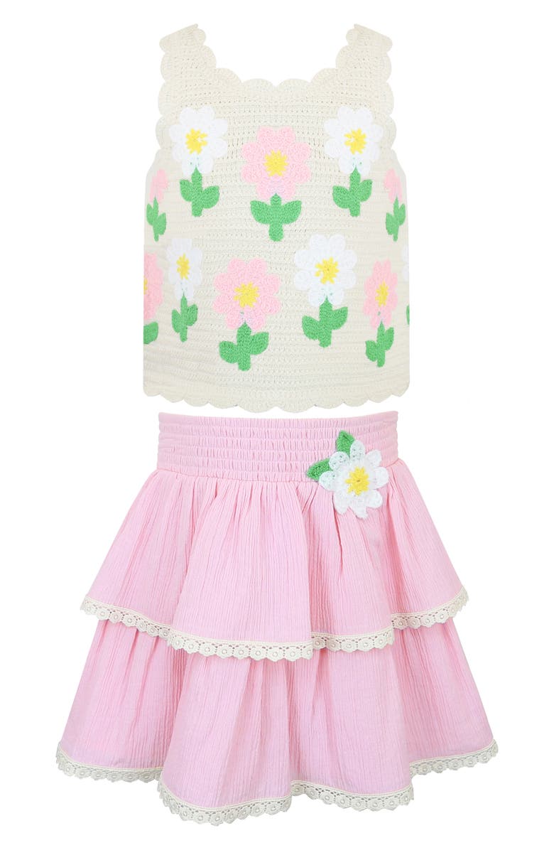 Zunie Kids' Daisy Tank & Skirt Set, Main, color, 