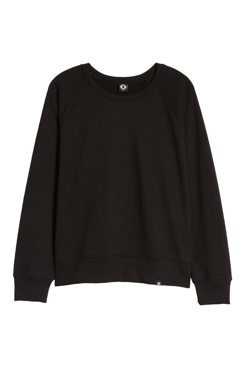 Cozy Raglan Sleeve Sweatshirt, Alternate, color, BLACK