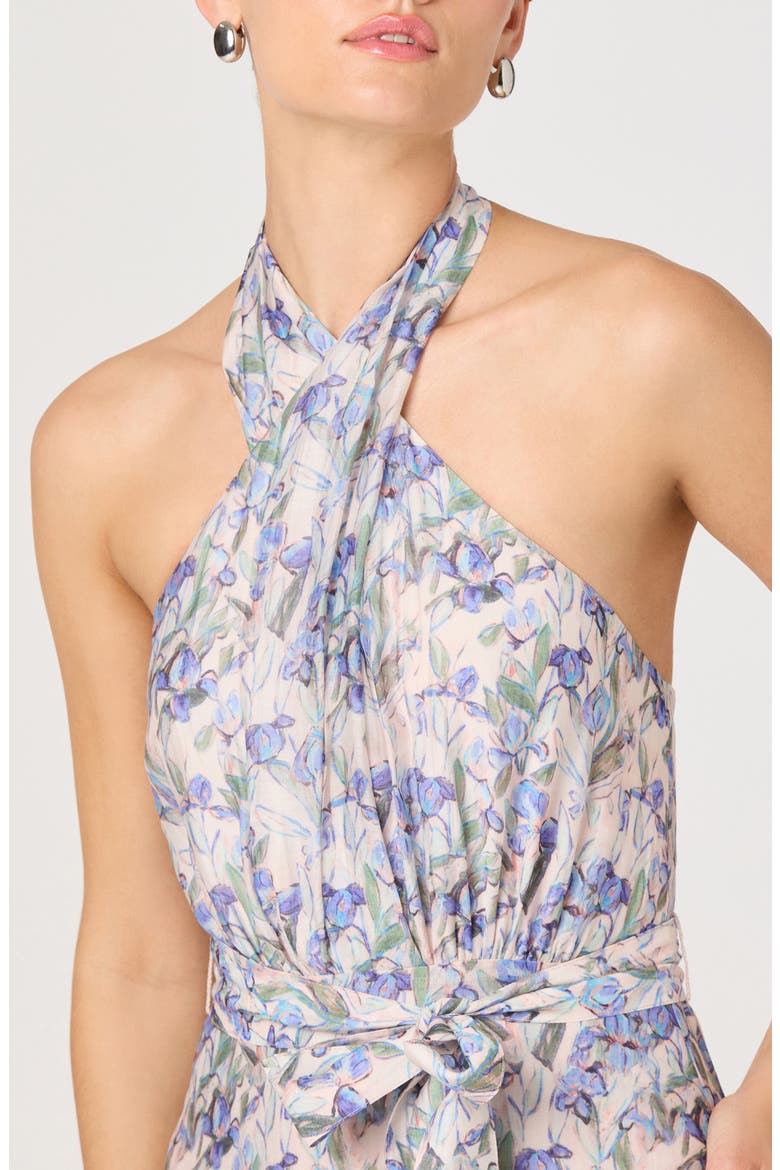 Adamaris Halter Tiered Ruffle Gown, Alternate, color, BLUE FLORAL