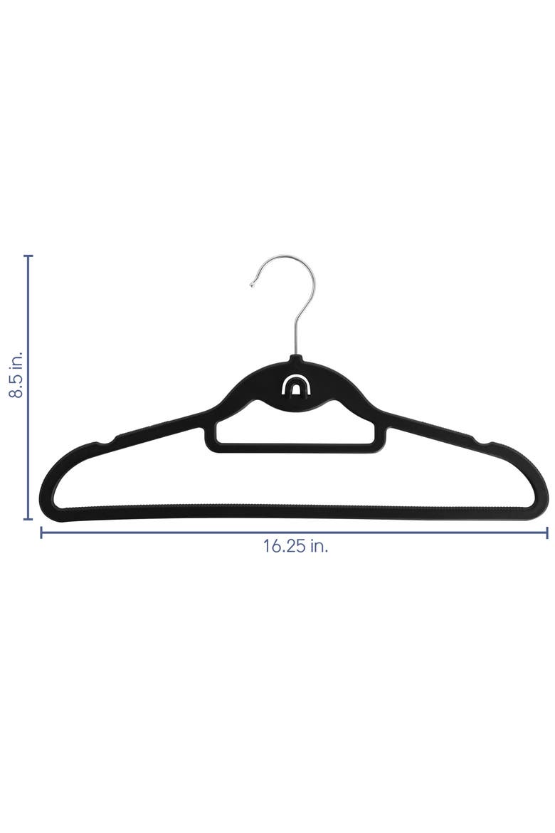 30 Piece Rubber Non Slip Hanger with Hanging Tab, Alternate, color, Black
