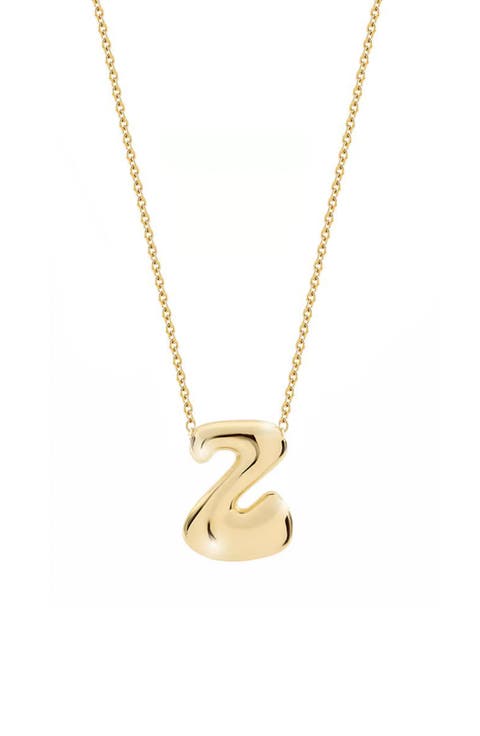 Puffed Initial Pendant Necklace