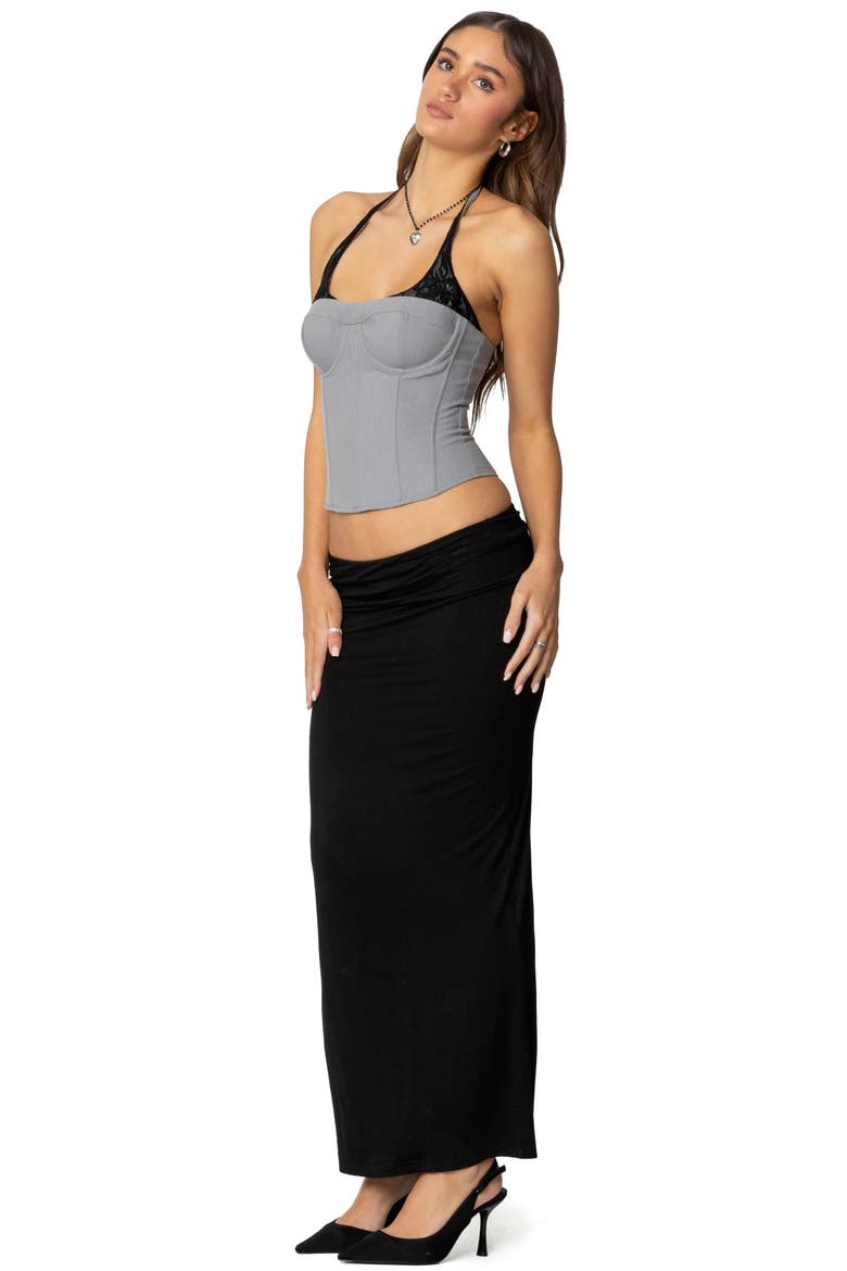 Jara Layered Lace Halter Corset, Alternate, color, GRAY