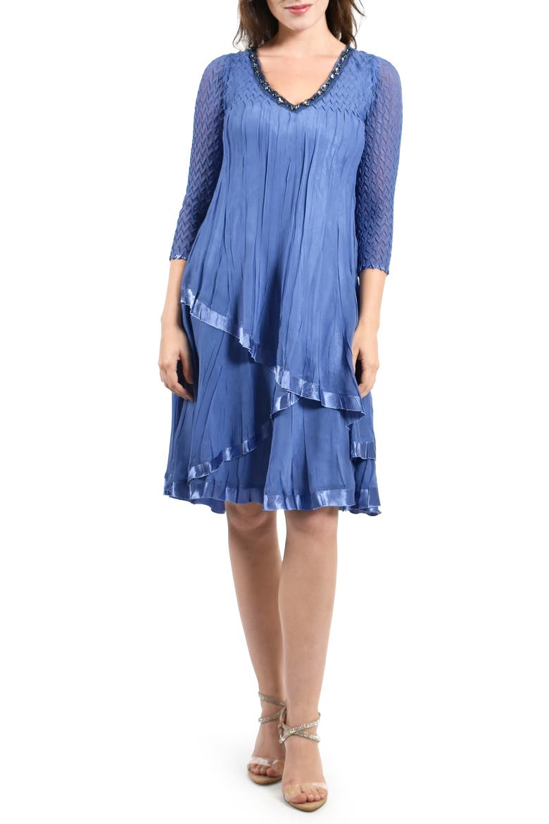 Layered Chiffon Dress, Main, color, FREGATTA BLUE