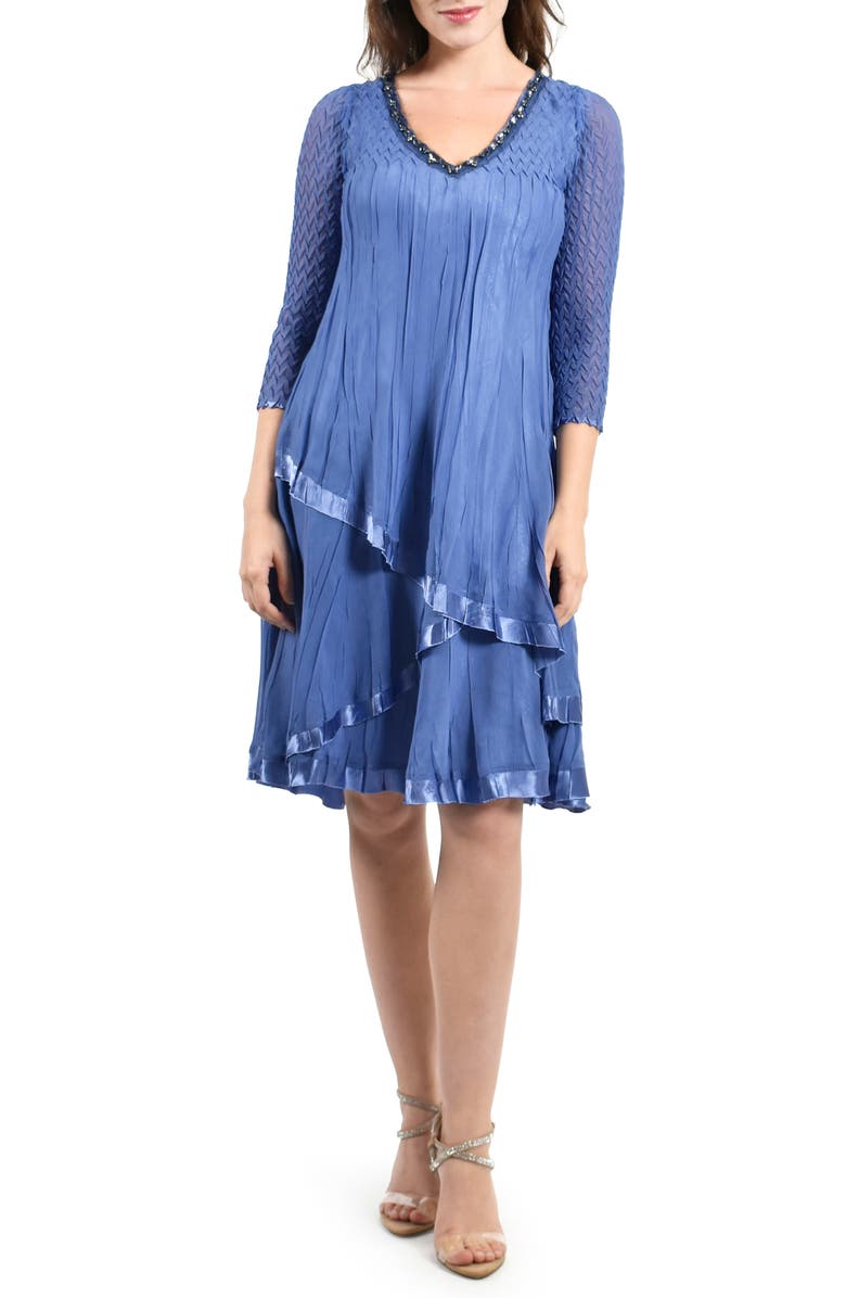 Komarov Layered Chiffon Dress, Main, color, Fregatta Blue