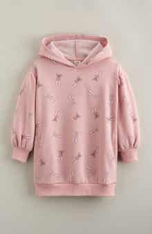 Kids' Print Cotton Hooded Tunic Sweatshirt Dress