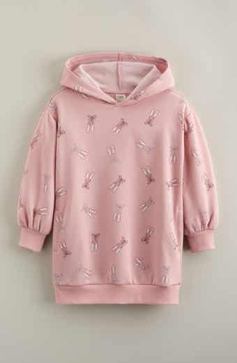 Kids' Print Cotton Hooded Tunic Sweatshirt Dress