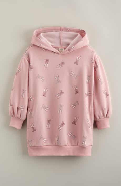 Kids' Print Cotton Hooded Tunic Sweatshirt Dress