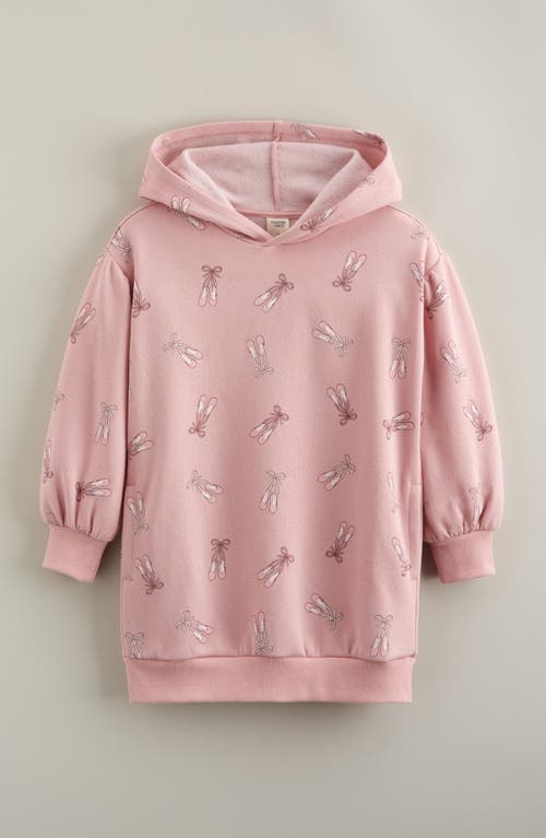 Tucker + Tate Kids' Print Cotton Hooded Tunic Sweatshirt Dress In Pink