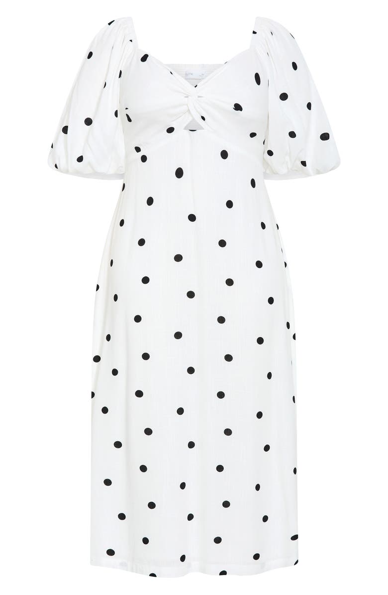 City Chic Nala Dot Maxi Dress, Alternate, color, Black Polka Dot