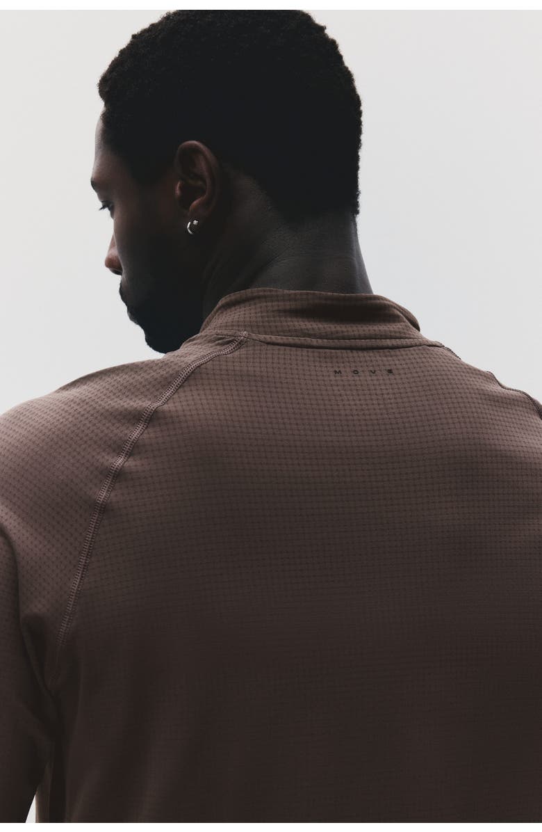 H&M Muscle Fit Zip Top Sports Top With Drymove, Alternate, color, Brown