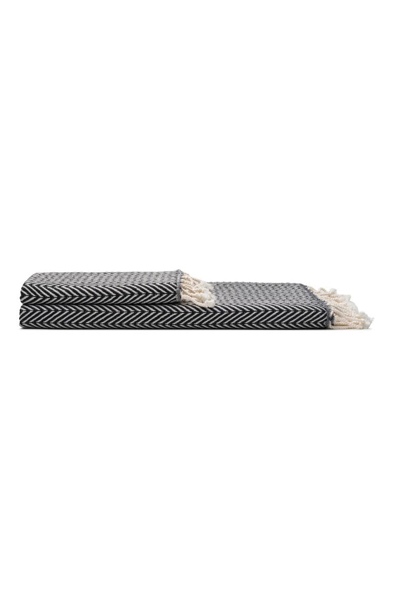 Oliviera Home Herringbone Turkish Cotton Bath and Hand Towel - Set, Main, color, Black
