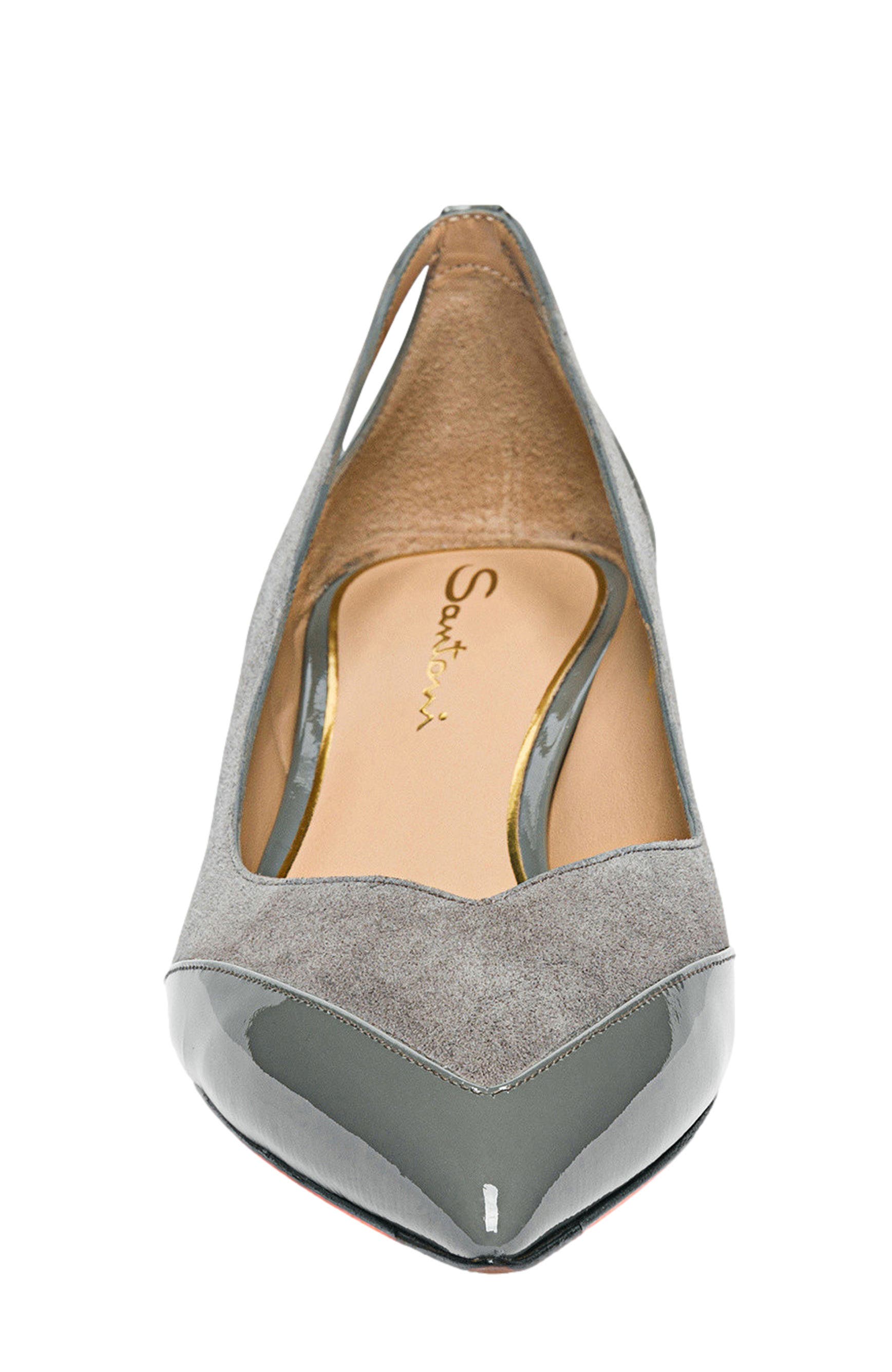 Santoni Women's kitten heel pump, Alternate, color, Gray
