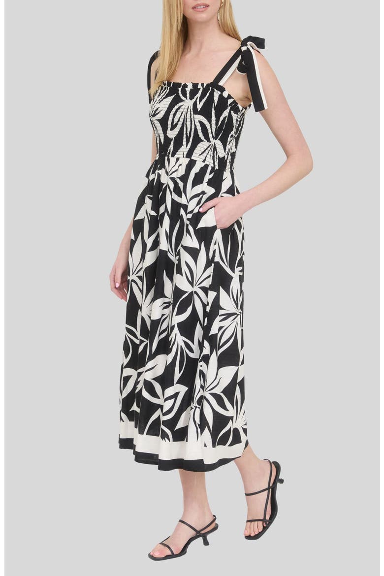 Tie Strap Sundress, Alternate, color, BLACK/ IVORY