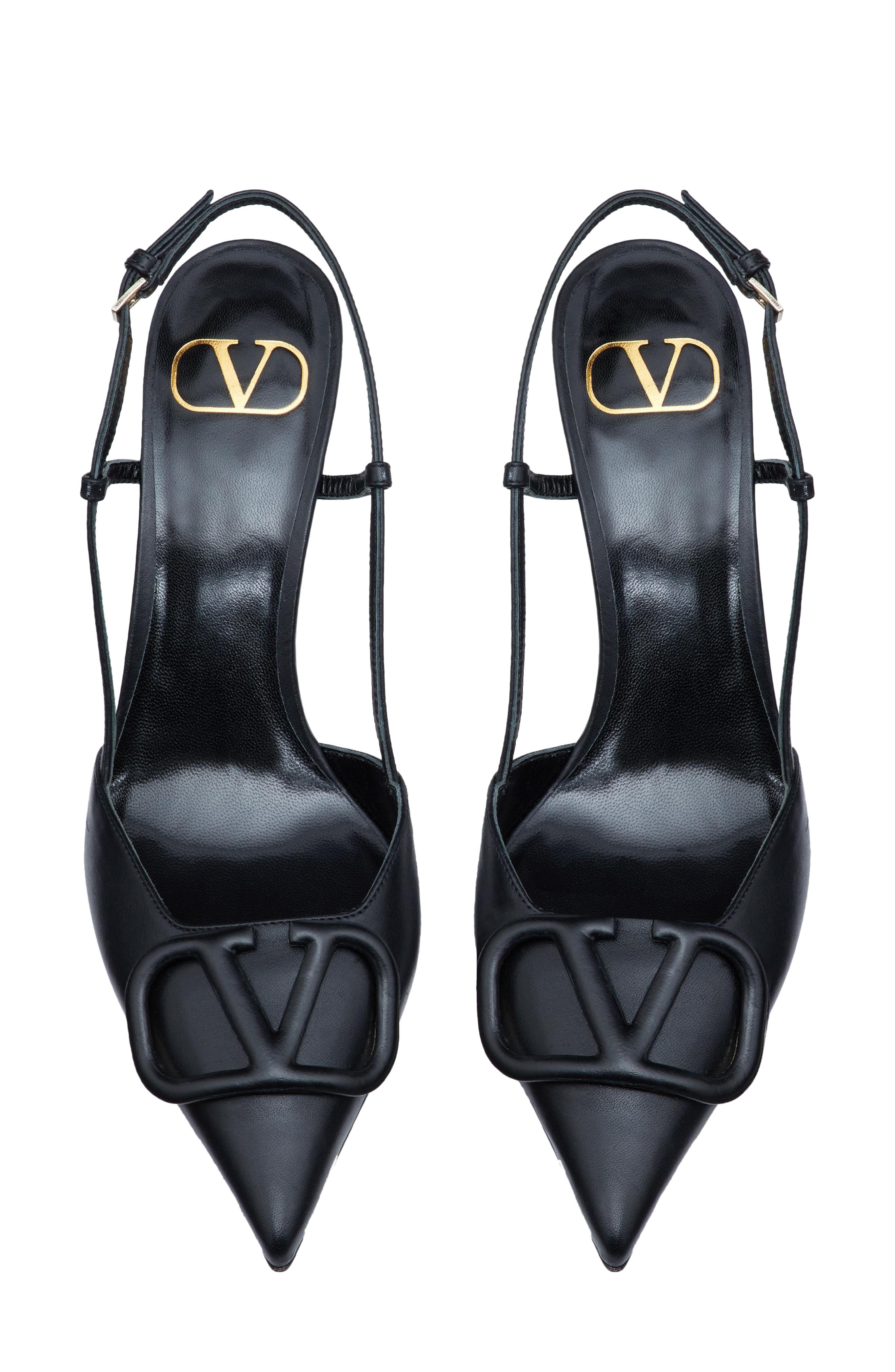 Valentino Garavani VLOGO Pointed Toe Slingback Pump, Alternate, color, Nero