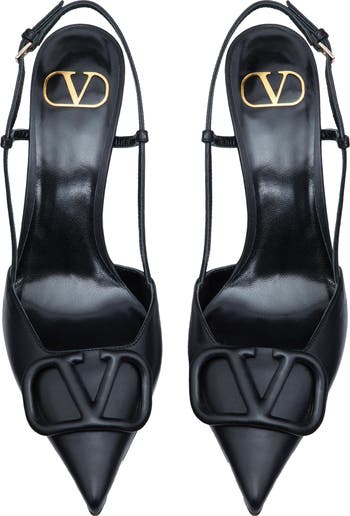 Valentino Garavani VLOGO Pointed Toe Slingback Pump (Women