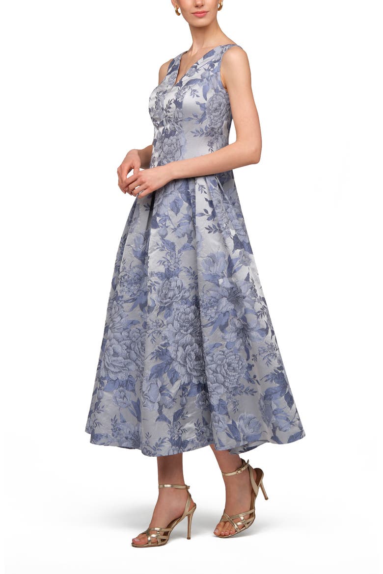 Lysandra Floral Jacquard Party Dress, Alternate, color, STONE WASH