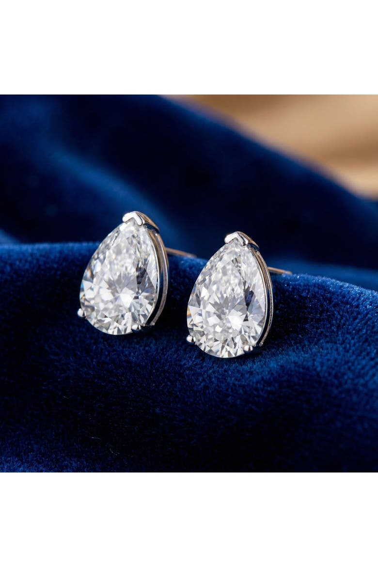 2 Ct Lab Grown Pear Shape Diamond Studs 14k Gold Earrings, Alternate, color, 14k White Gold