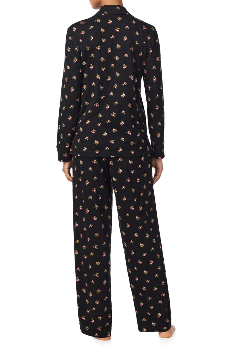 Lauren Ralph Lauren Floral Print Cotton Blend Pajamas, Alternate, color, Black Grid Floral