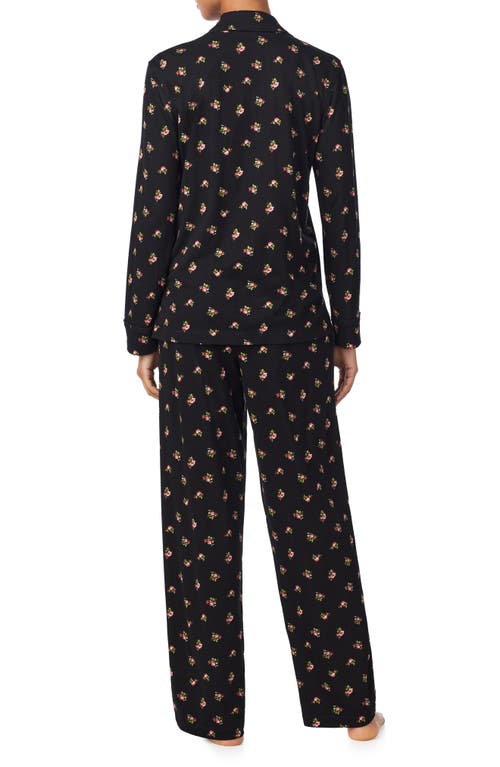 Ralph Lauren Lauren  Floral Print Cotton Blend Pajamas In Black