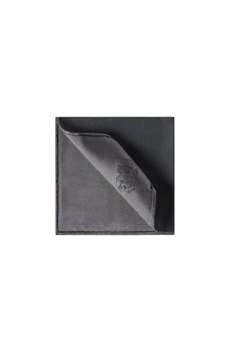 Silk pocket square with printed logo, Alternate, color, Anthracite