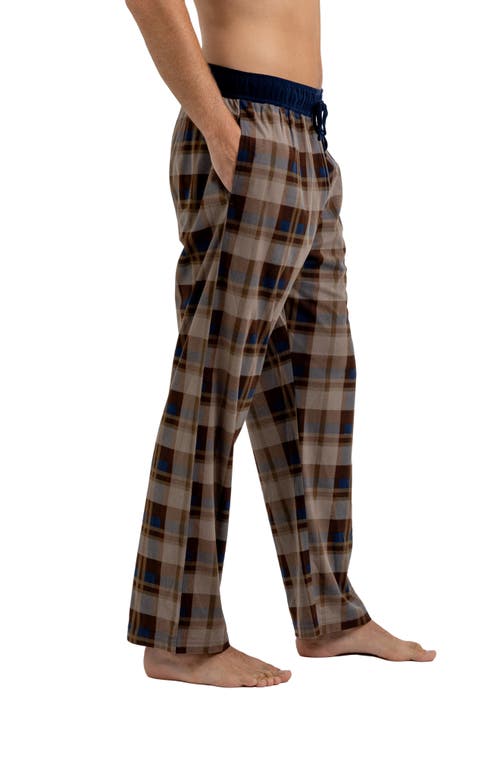 Rainforest Brushed Plaid Flannel Lounge Pants In Brown/blue