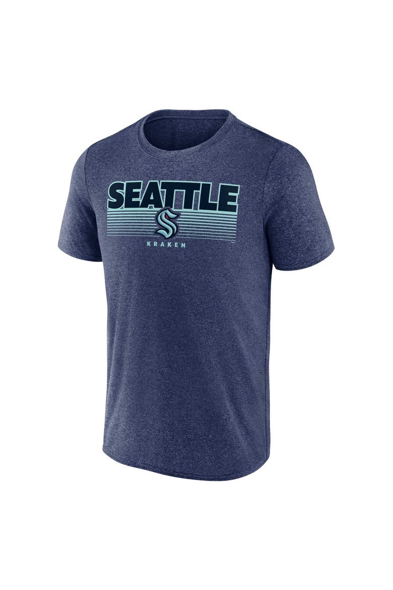 Men's Fanatics Branded Heathered Deep Sea Blue Seattle Kraken Prodigy Performance T-Shirt, Alternate, color, Heather Navy