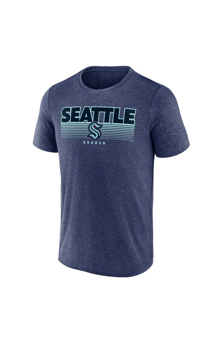 FANATICS Men's Fanatics Branded Heathered Deep Sea Blue Seattle Kraken Prodigy Performance T-Shirt, Alternate, color, Heather Navy