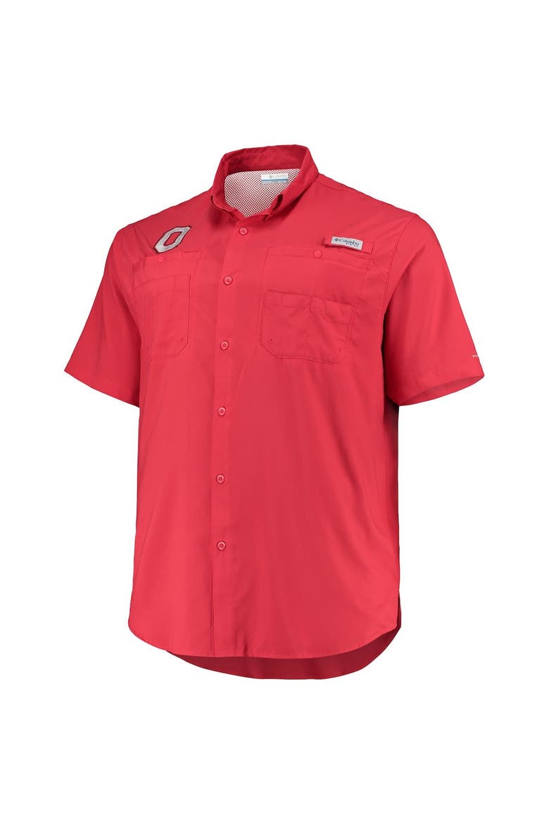 Men's Columbia Scarlet Ohio State Buckeyes Big & Tall Tamiami Omni-Shade Button-Down Shirt, Alternate, color, Scarlet