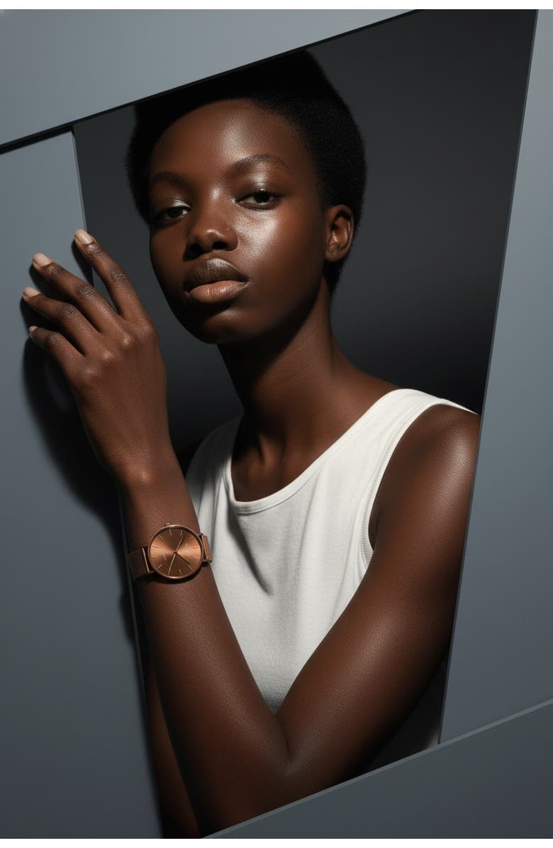 NCMPRBL Advance Cocoa Quartz Movement Watch, 36MM, Alternate, color, Brown/Rose Gold