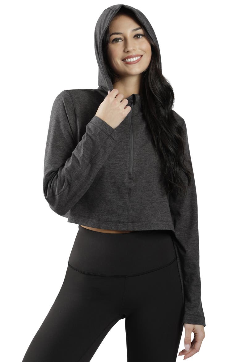 Half Zip Pullover Hoodie Top, Alternate, color, HTR. NIGHT